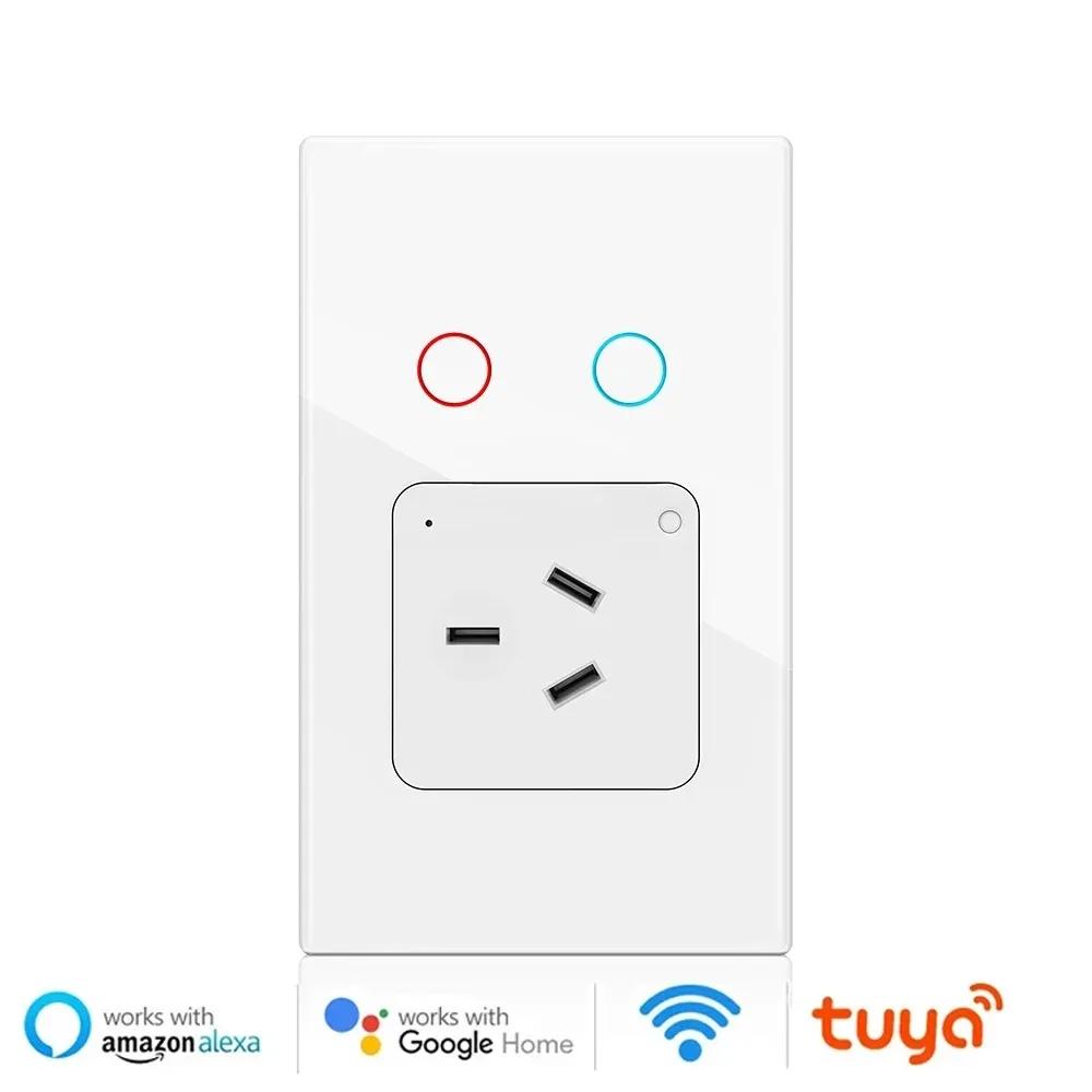 Melery Gniazdko ścienne Tuya WiFi Austrial Pionowe Poziome Dotykowy Włącznik Światła Gniazdo Wtyczka AU Zdalne przez Alexa Google Home Smart Life