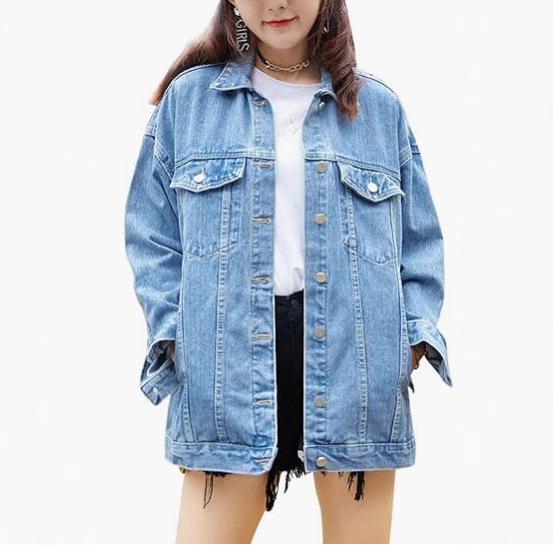 

Women s Spring and Autumn Long Sleeve Denim Jacket L світло-синій колір
