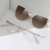 Women's Decorative Glasses  Blue Light Blocking Magnetic Clip On Rimless Glasses With Polarized Sunglasses Lenses UV400