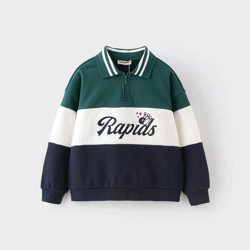 David Bella Boys  Sweatshirt Children s Pullover Spring New Boys  Polo Shirt Children s Clothing Spring Season Dark Green [Ready in Stock] 140