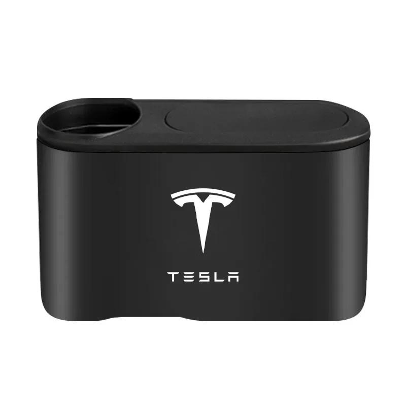 

Car Sticker Tesla Car Trash Can Hanging Trash Bin with Drink Holder Organizer Box Car Goods for Tesla Model 3 Y S X Roadster Cyb чорний