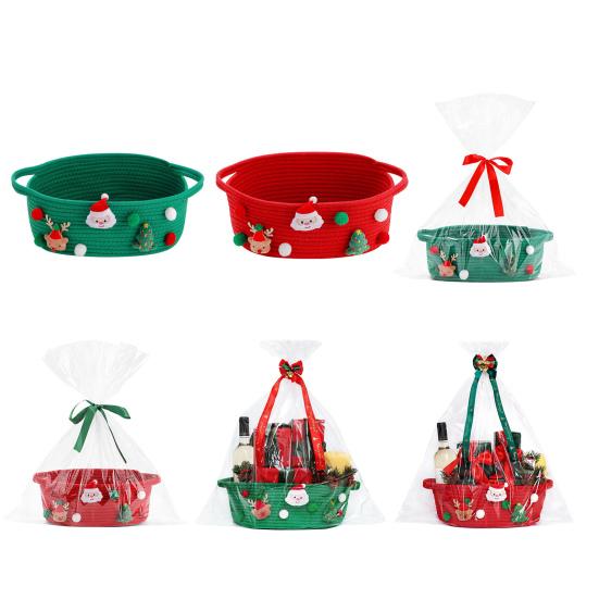 Christmas Gift Basket Braided Rope Basket with Handles Large Capacity Toy Organizer Cute Xmas Basket for Festive Gifts Home Storage