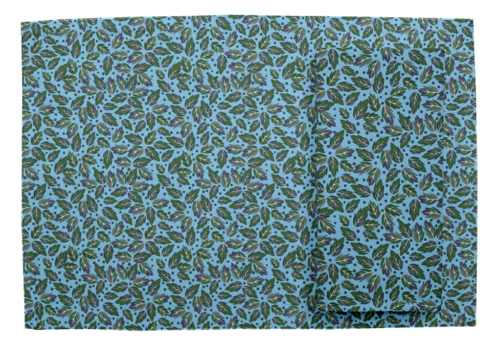 S4Sassy Blue Rose Leaves Printed Dining Room Reversible Tablemats With Napkins