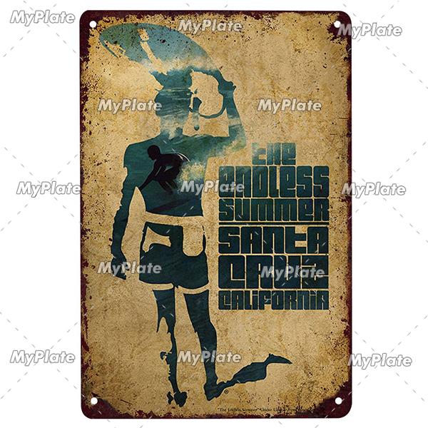 Surf Shop Vintage Metal Signs Decor Rust Tin Sign Wall Art Stickers Hawaii Poster for Bar Pub and Club Room Wall Art Decoration
