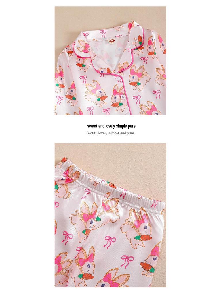 Ausgefranster Osterhasen-Pyjama-Set - Langarm & Hose für Herbst/Winter