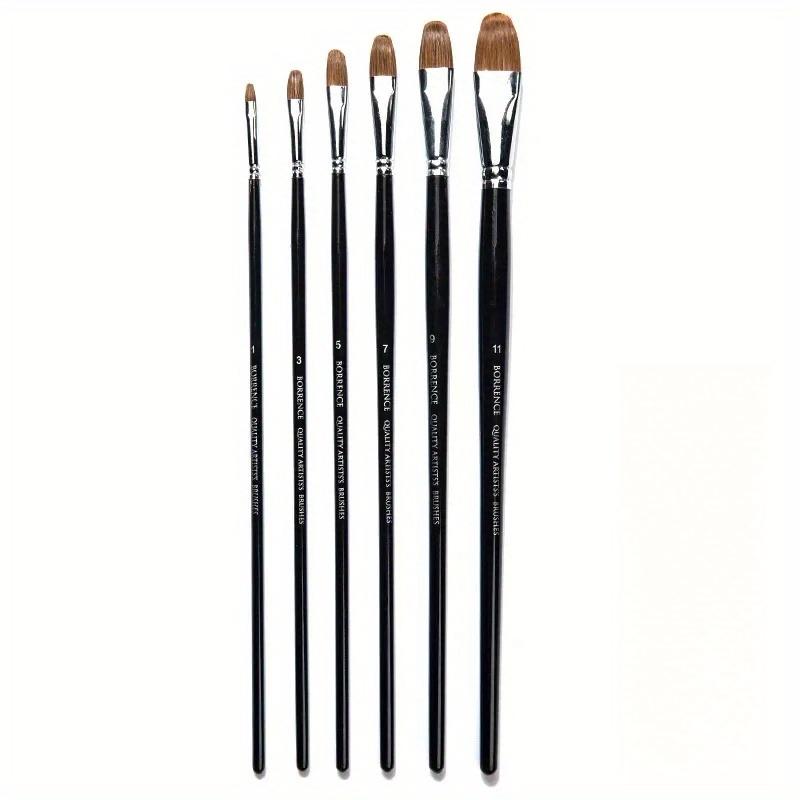 6 ausgewählte Pinsel, Wolfshaar, flacher Kopf, für Ölgemälde, Kunst, Keramik, Zeichenbedarf, Acryl, Spezialpinsel für Erwachsene
