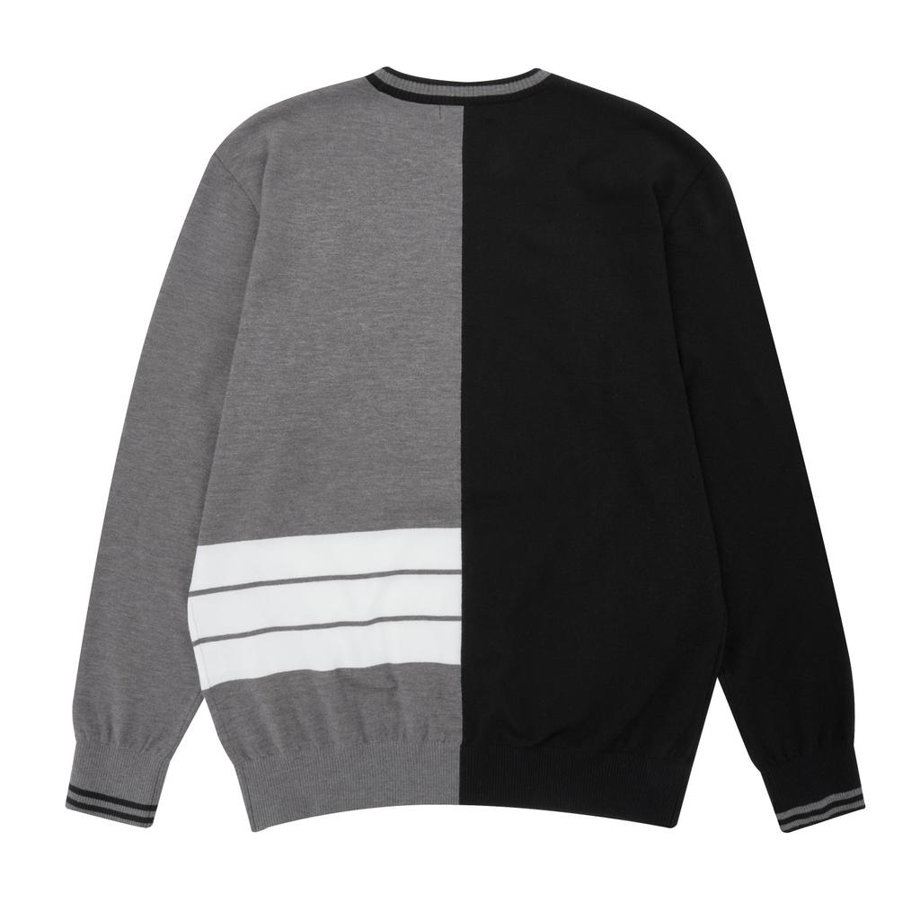 MARTINE GOLF Half&Half Color Block Knit Sweater_Grey (Men)
