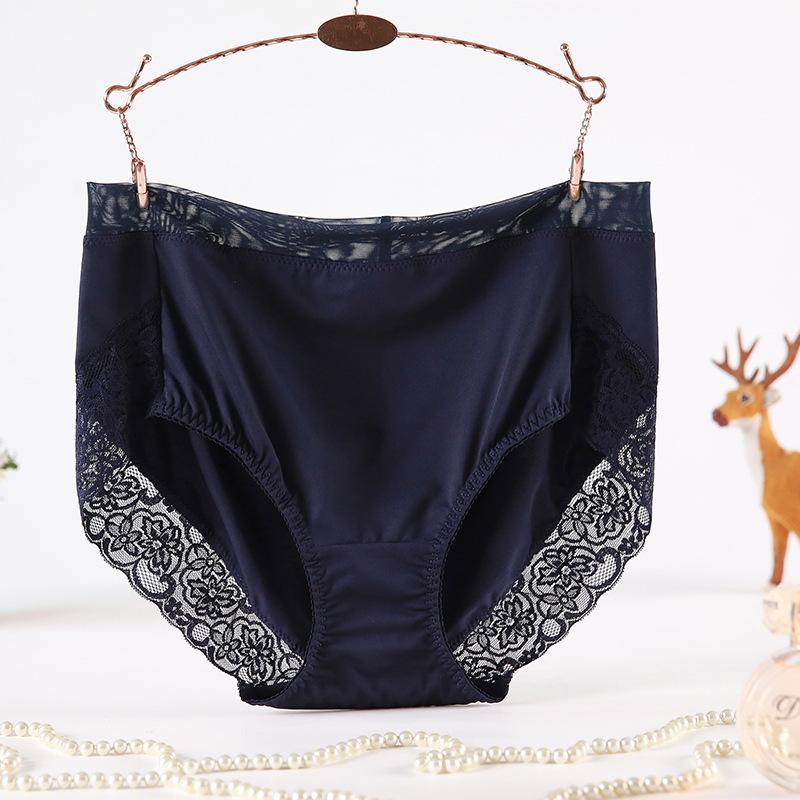 Milk Silk Comfortable Panties for Women Sexy Lace Plus Size Briefs Breathable Smooth Female Underpants High Elastic