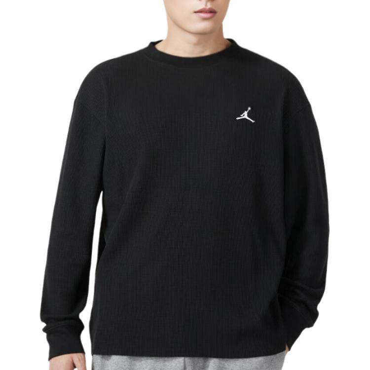 Nike Sudadera de color liso de corte holgado con cuello redondo para hombre Tops Negro FD7462-010