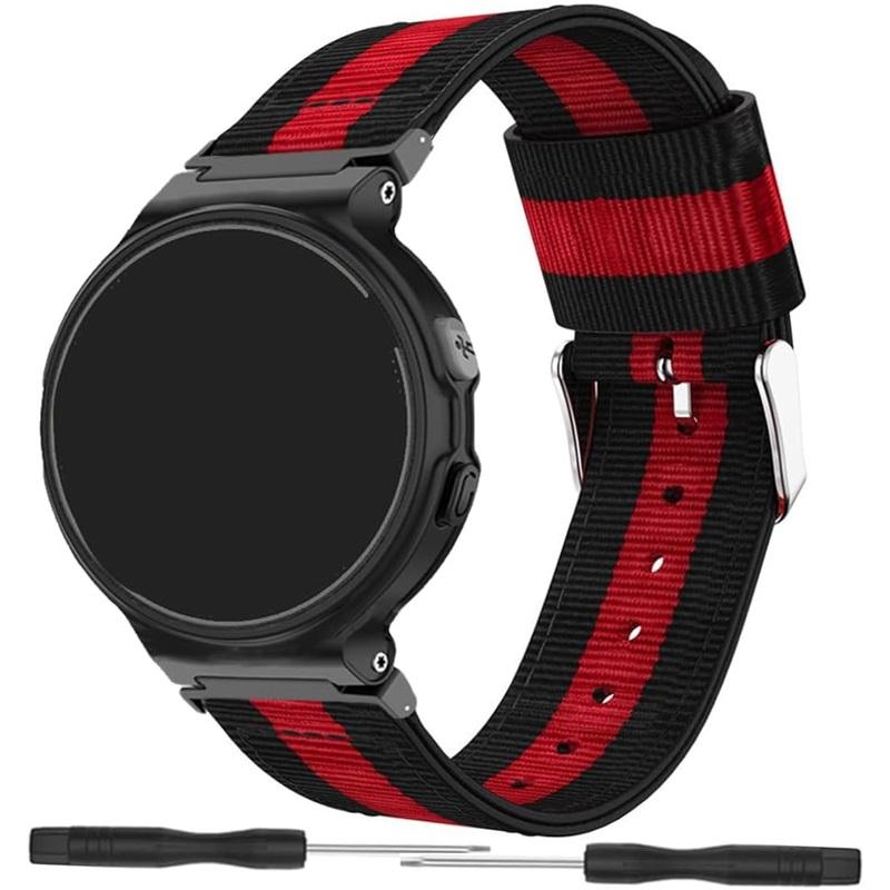 Nylon Strap for Garmin Forerunner 235 735 230 220 630 620 Stripe Stitching Color Watch Band for Approach S20 S6 Wriststrap Bracelet Metal Connectors