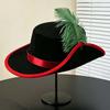 Felt Cavalier Top Hat Artificial Feather Flat Top Feather Stage Cap Retro Style Lightweight Masquerade Headwear Party