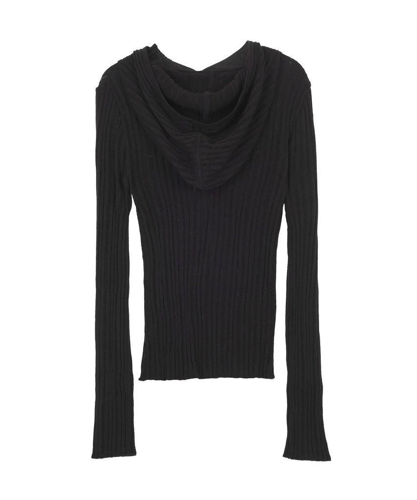HARDCORE HAPPINESS Hch See-Through Hoodie Knit_Black