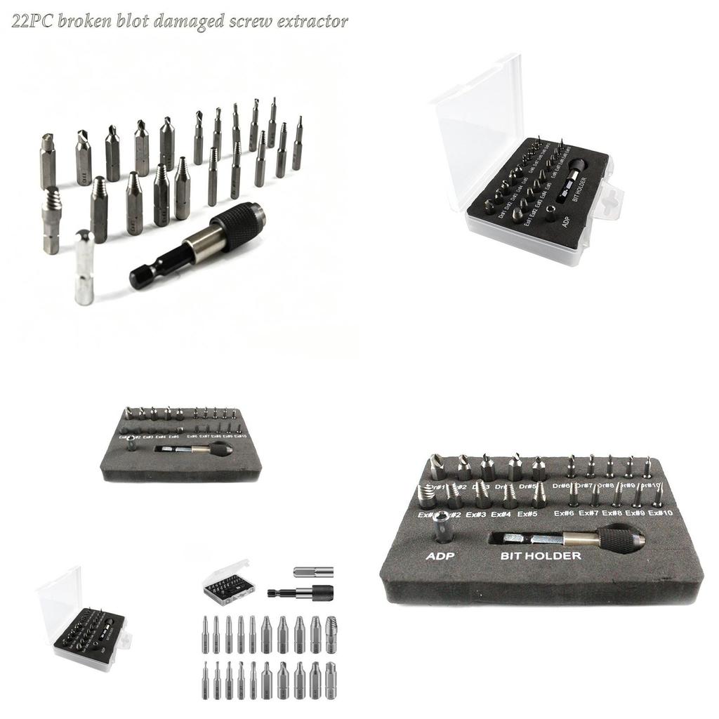 Tungsten Steel Screw Extractor Set With 22 Pieces For Removing Broken Bolts And Damaged Screws