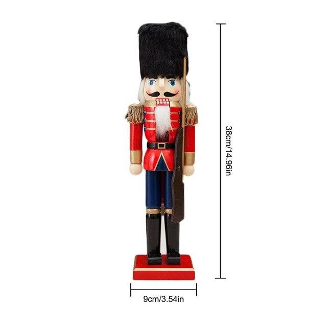 38Cm Wooden Nutcracker Doll Soldier Home Decor Miniature Figurines New Year Christmas Ornaments Vintage Handcraft Puppet Toys