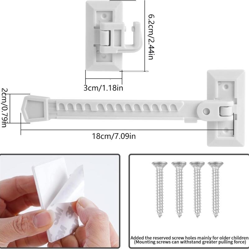 2Pcs Door Blocking Lock Limiters Safety Latches Window Stoppers Adjustable No Punching Window Restrictors Easy To Install