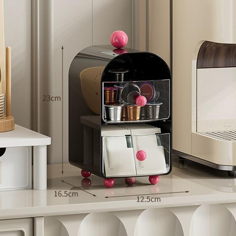 Contemporary Plastic Desktop Coffee Organiser Corner Teas Bag Holder Office Table Drawer Storage Box with Compartments