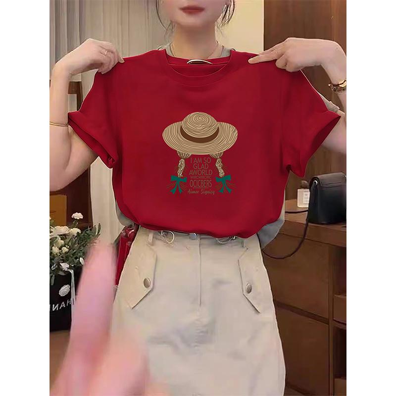 2026 Women's Korean Style Yellow Cotton Short Sleeve T-shirt - Versatile Spring/Summer Base Layer