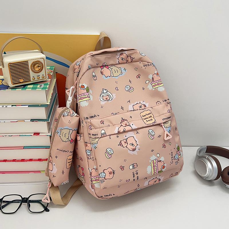 

Школьный рюкзак милый рюкзак для мягкой девочки универсальный рюкзак для студентов-коммутеров рюкзак с граффити капибары женский хаки