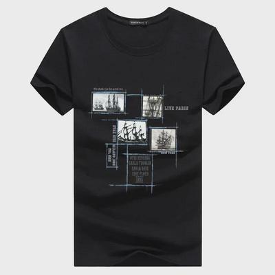 Herren-T-Shirt aus Baumwolle mit Rundhalsausschnitt, kurzärmelig, einfarbig, große Größe, lässiger Sommerstil