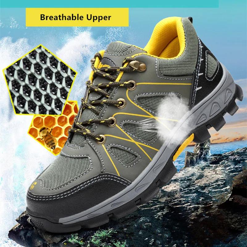 summer breathable safety shoes industrial boots for women anti-slip work shoes with a steel toe anti puncture safety sneakers