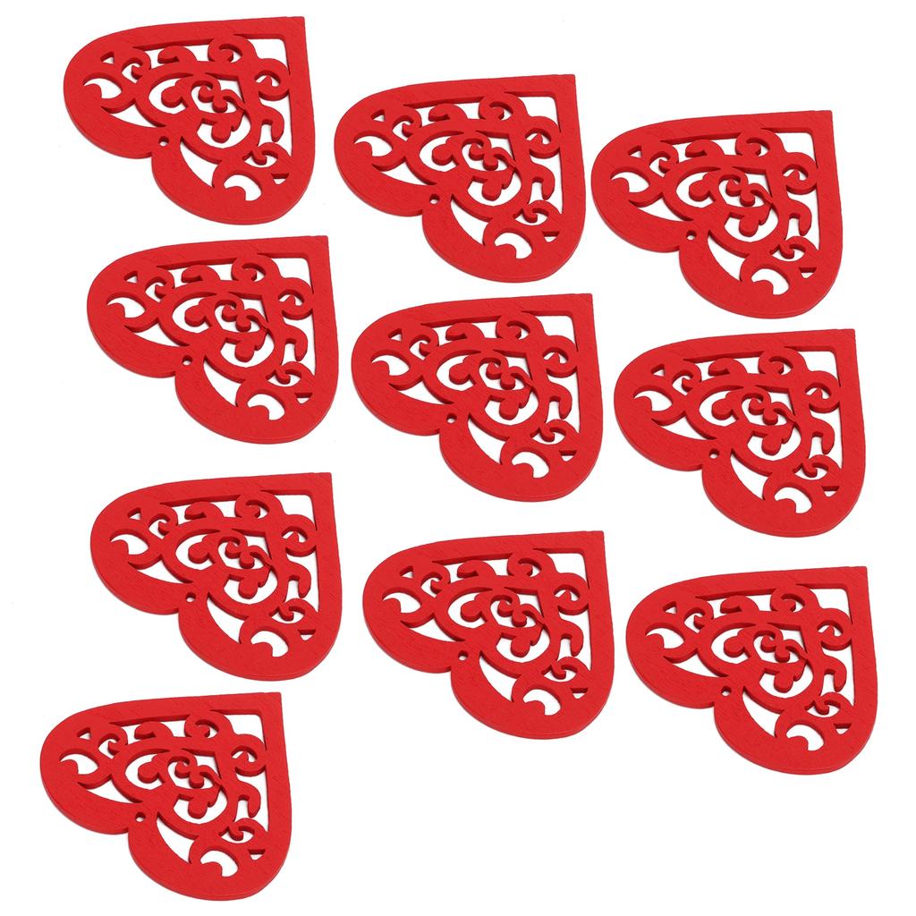 10 Pcs Wood Chip Pendant 80mm Durable Carving Hollow Heart Shaped Wedding Decoration