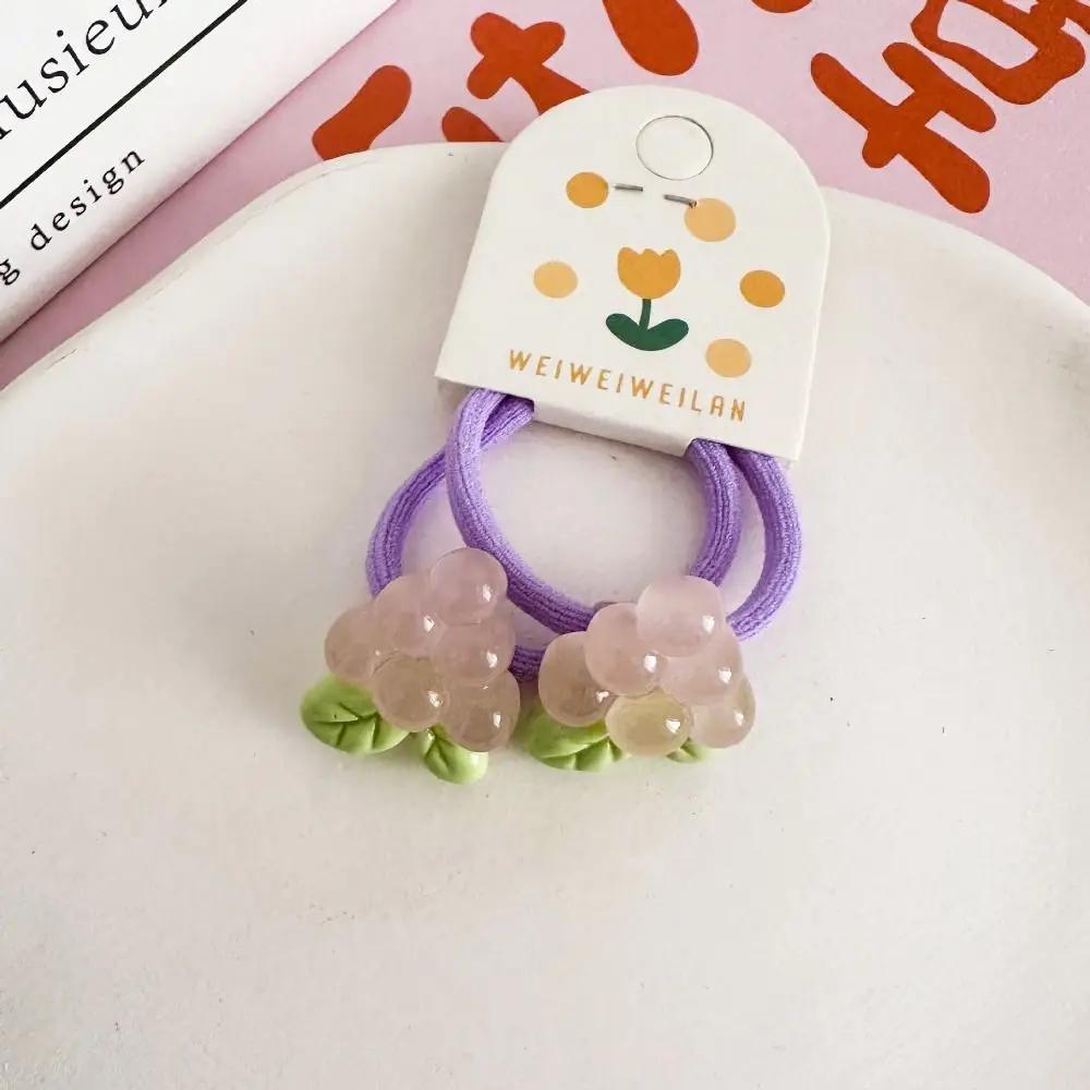 Strawberry Children Hair Scrunchies Candy Color Peach Kids Ponytail Holder Hairpin Hair Accessories Fruit Hair Rope Headdress