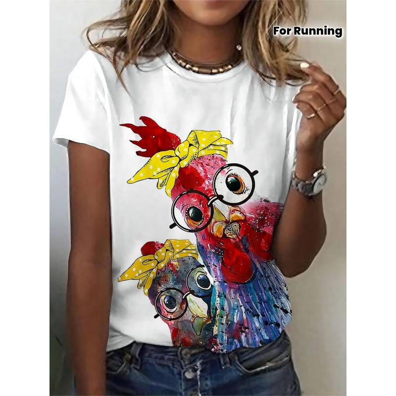 Stylish Simple Short-sleeved Women's Printed Versatile Top Casual T-Shirts Women’s