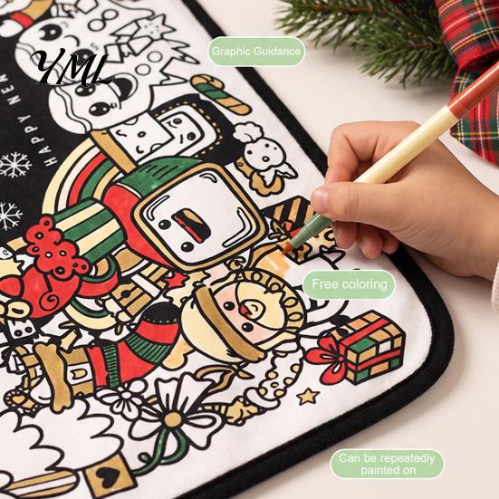 Christmas DIY Coloring Blanket for Kids Adults, Color Your Own Throw Blanket, 39.4" x Educational Drawing Toys Toddlers 55.1" with 24 Markers,