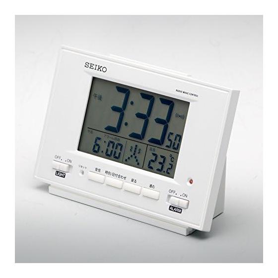 Reloj Seiko despertador iluminación automática onda de radio calendario digital visualización de temperatura visible incluso de noche blanco perla SQ778W SEIKO