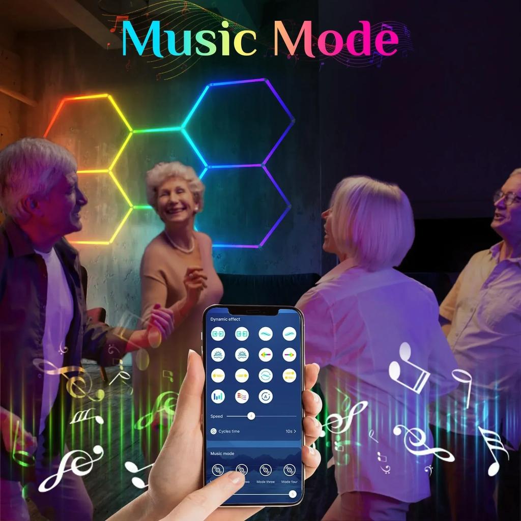 RGB Hexagon LED Light APP Control Honeycomb Garage Lamps 110-265V Music Sync for Bar Restaurant Room Decor Ceiling Lighting