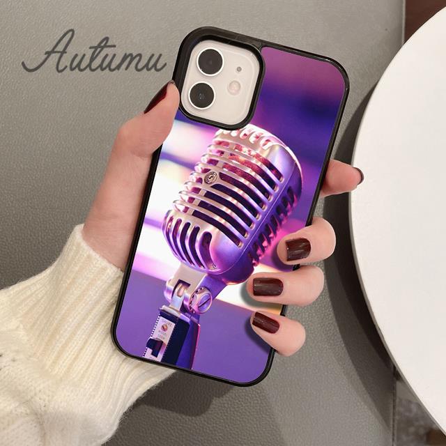 Cool Music Microphone Phone Case for iPhone 11 12 13 14 Pro Max Mini X XR XS SE 2020 6 7 8 Plus Samsung Galaxy S21 S22 Shell