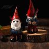 Artistic Detailed Ornament Sculptures Halloween Voorhees Resin Figurine, Cute Horror Hockey Mask Gnome Statue Solid Fall Home Decor with Knife,