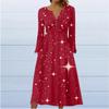 Fashion Women's Casual Fashion Print Pocket V-neck Pullover Long Sleeve Dress