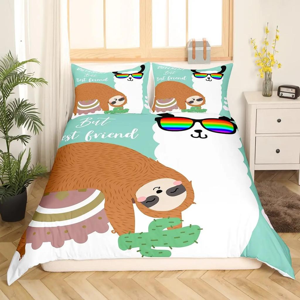 Comforter Cartoon Animals Cute Giraffe Monkey Tiger Elephant Bedding Set Lovely Wildlife Comforter Polyester