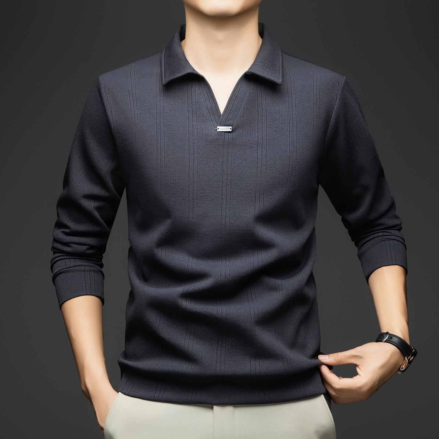 Long Sleevet Autumn Fashion Casual Lapel Collar Top Men s M