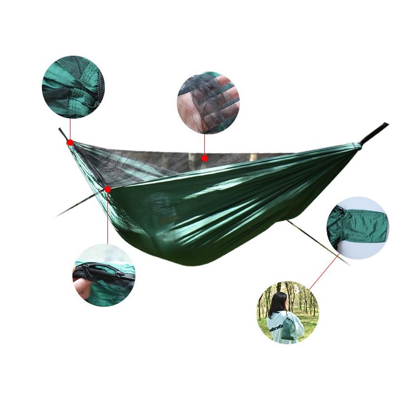 

240210 Nylon Double Hammock Elastic Mosquito Net Hammock