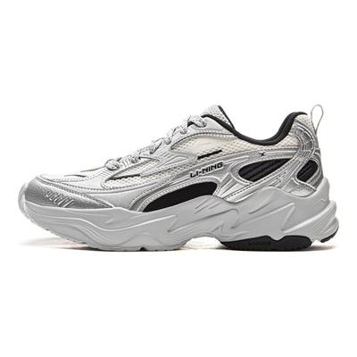 Li Ning Meteor Veelzijdig Retro Papa Schoenen Dikke Zool Hoogte Verhogen Schokabsorptie Antislip Slijtvast Ondersteuning Lage Top Casual Schoenen AGCV358-1