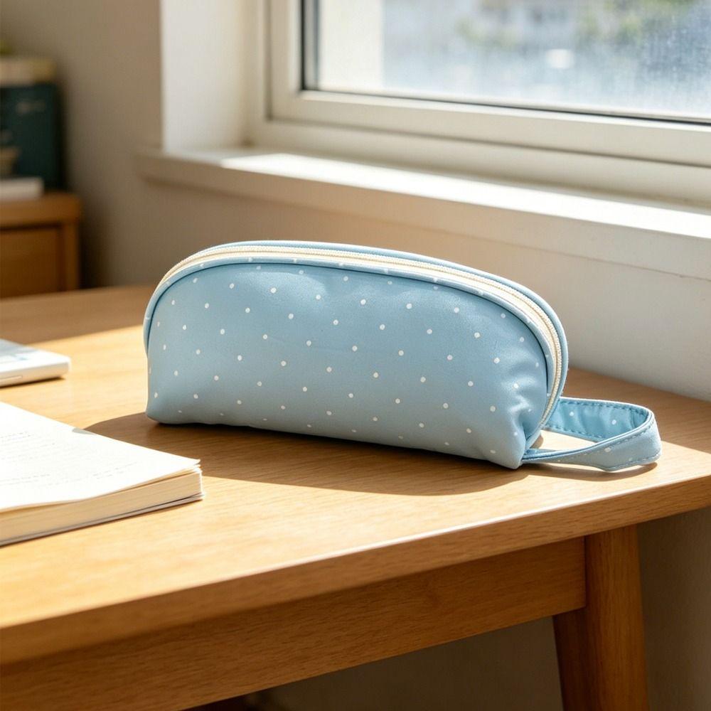 Shell Shape Pencil Pouch Polka Dot Pattern Pen Bag Multi-purpose Pencil Case  School Office