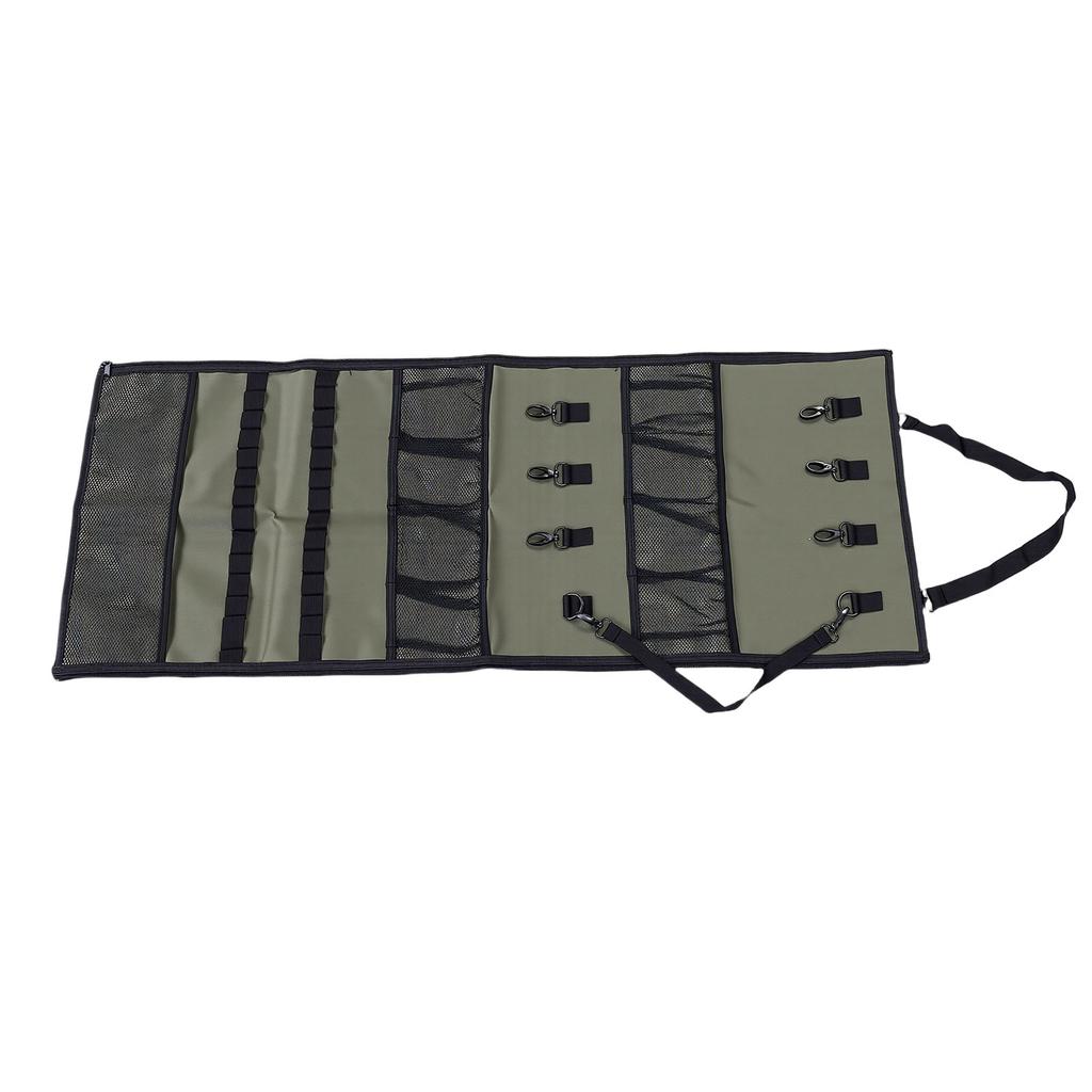 Camping Hanging   600D Oxford Fabric Tent Shed Storage Bag, Hanging Hooks and Mesh  s for Outdoor Picnic Green,