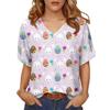 Women's Fashionable Casual Everyday Versatile Easter Print Slim-Fit Summer Short-Sleeve Top