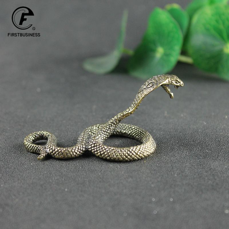 Antique Bronze Cobra Zodiac Snake Statue Miniature Figurines Copper Desk Decorations Tea Pets Ornaments Brass Paperweight Crafts
