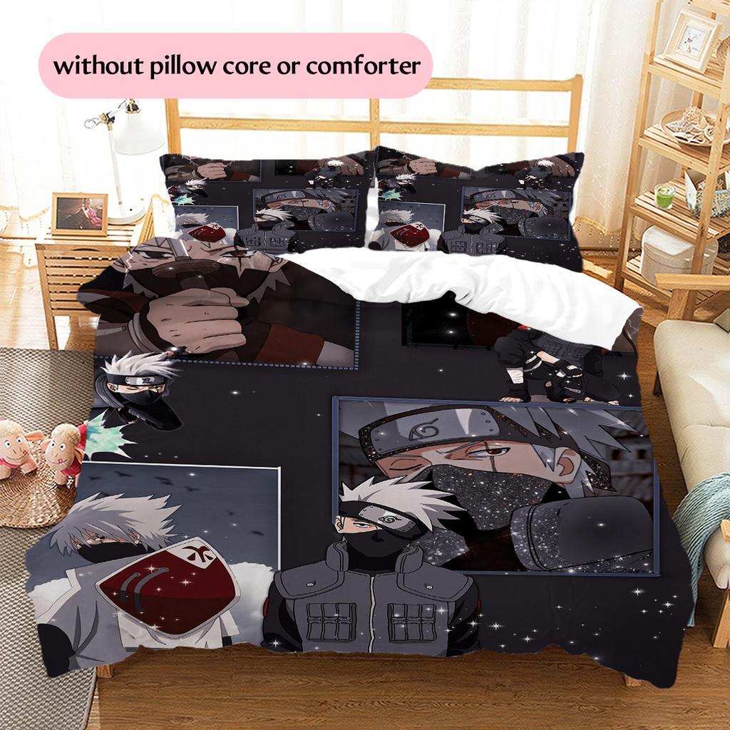 Naruto Anime Character Pattern Bedding Home Decoration Birthday Gift (1 * duvet cover + 2 * pillowcase, without core)