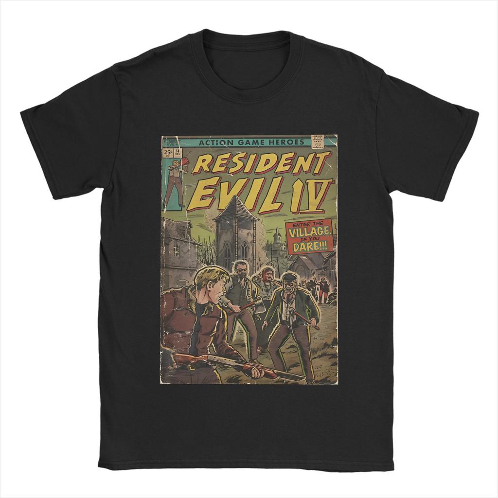 Casual Residents Evils Game T-Shirts for Men Round Neck Cotton T Shirts I Heart Leon Kennedy Short Sleeve Tees Clothing