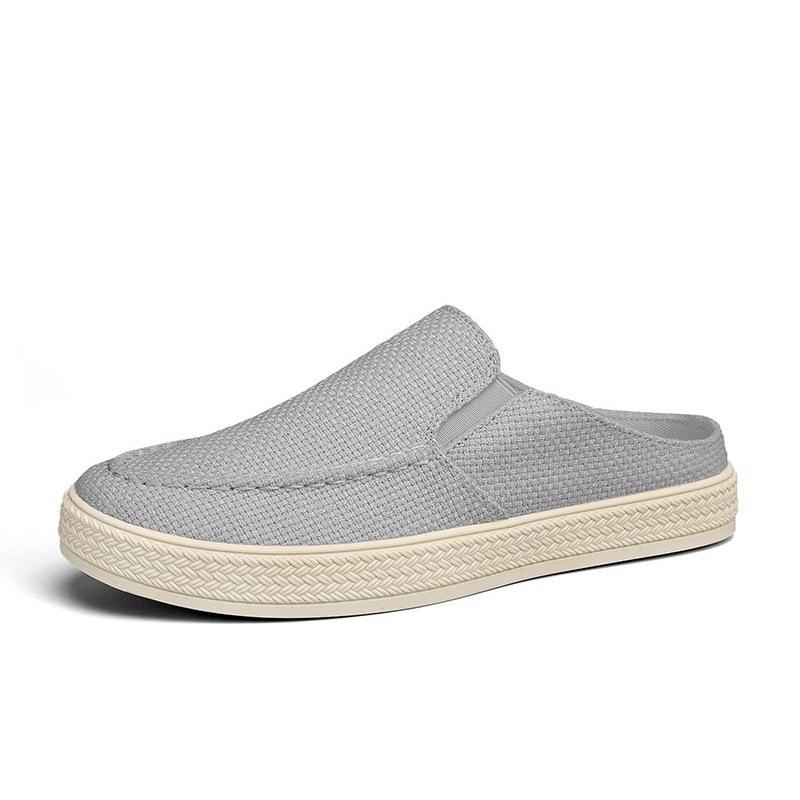 

2024 summer men s lazy shoes, teenagers half-tow bag head canvas shoes, and driving men s shoes 44 сірий колір