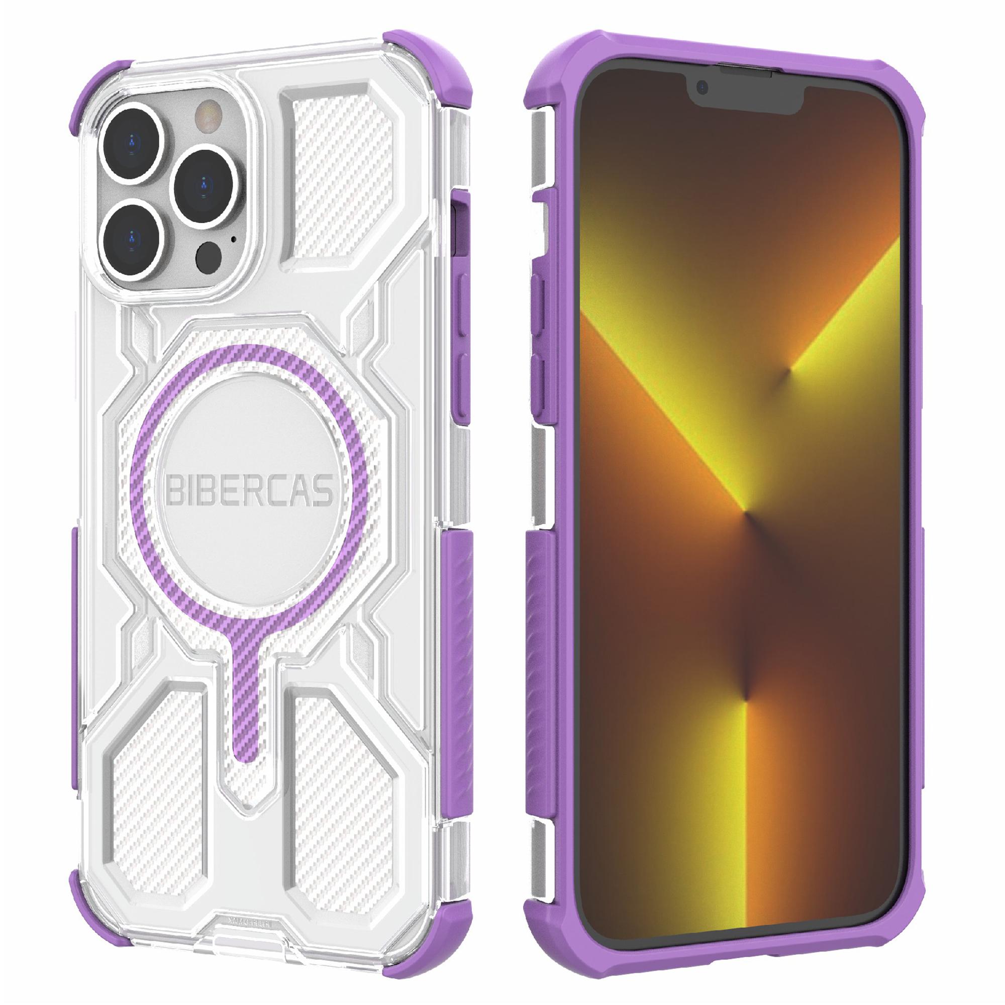

BIBERCAS J-16 Transparent Series For iPhone 13 Pro Max Case Compatible with MagSafe TPU+PC Phone Cover Purple