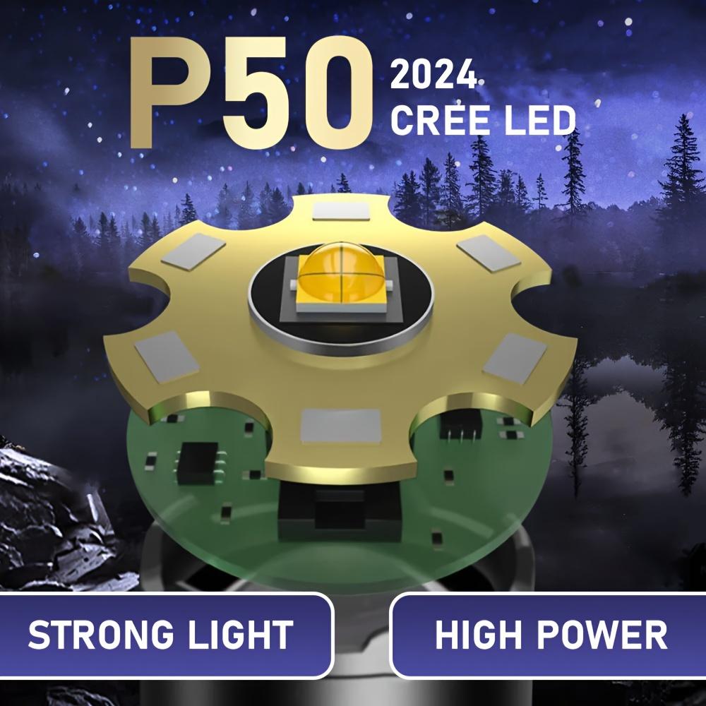 Upgraded Rechargeable LED Flashlight with High Brightness Side Lights and Tail Magnet Zoom Function,essential for Emergency, Camping,hiking Trips