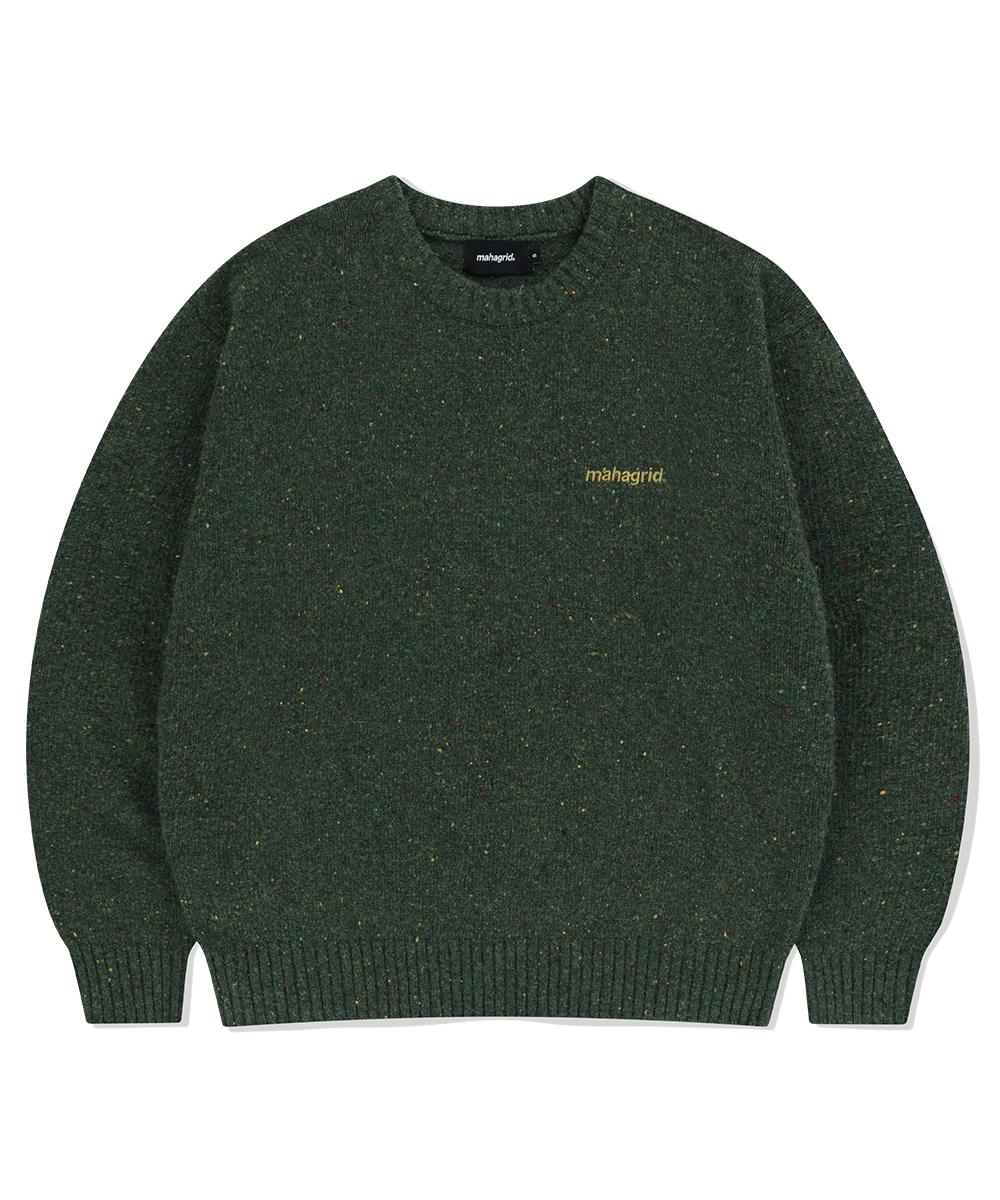 Maha Grid Basic Logo Nep Knit Sweater Green(Mg2Efmk605A) Green/L