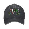 Classic Jesus Loves You Baseball Caps Unisex Style Distressed Cotton Snapback Hat  Outdoor Summer Adjustable Caps Hat