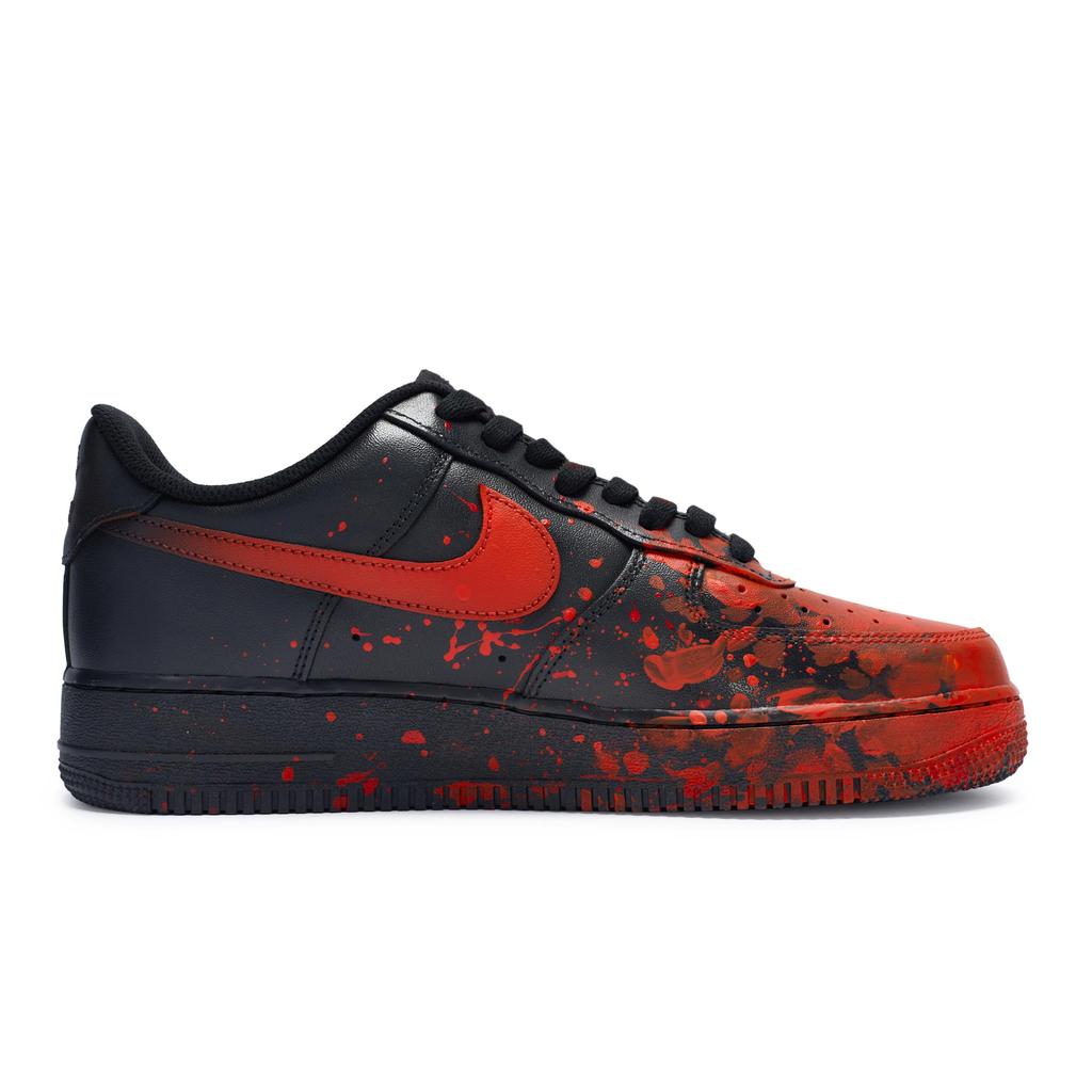 Nike Air Force 1 07 811 Manufacturing, Gothic Bloodstain, Special Shoe Box Low Top Skateboard Shoes Unisex Black Red CW2288-001(Team80-S-BOX)
