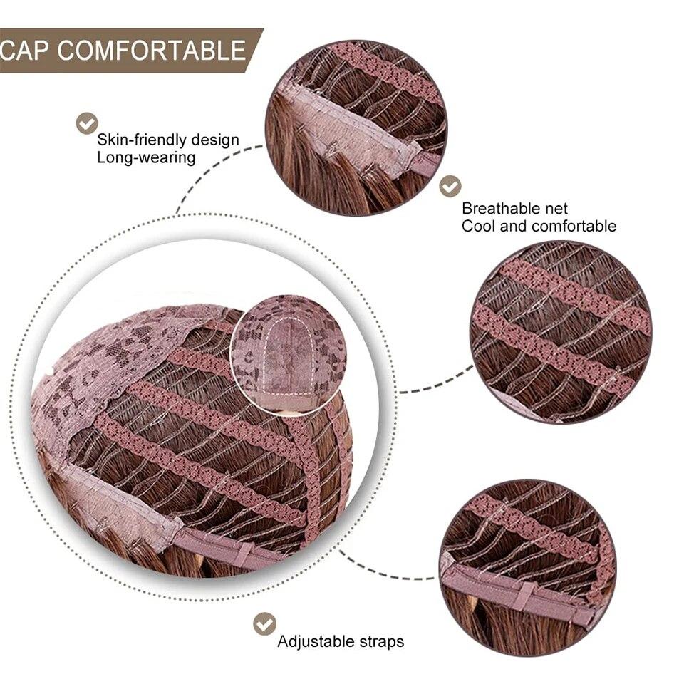 Μακριές καφέ Ombre συνθετικές περούκες για γυναίκες Φυσικά μαλλιά κυματιστές περούκες μεσαίου μέρους Γυναικεία περούκα Cosplay ανθεκτικές στη θερμότητα περούκες από ίνες